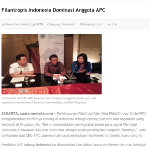 20161119_SuaraMerdeka<br/><h6>Filantropis Indonesia Dominasi Anggota...</h6>